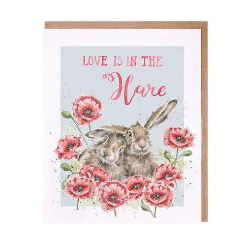 Hares and Flowers Greetings Card -  Love is in the Hare