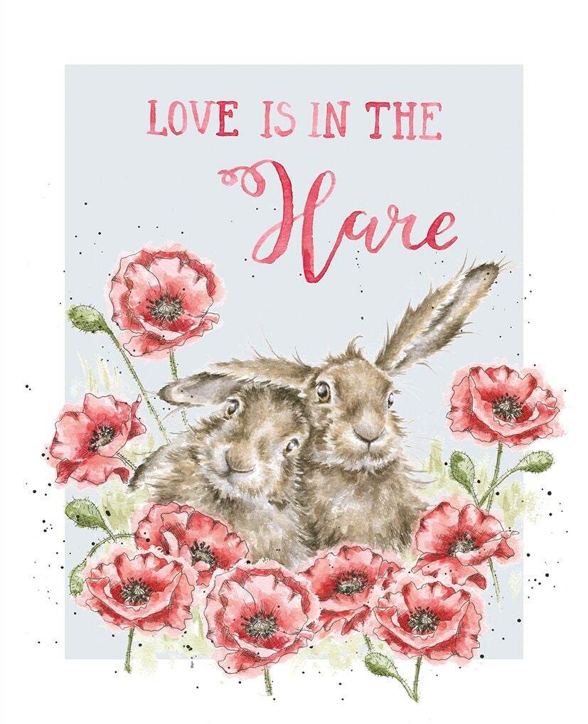 Hares and Flowers Greetings Card - Love is in the Hare - House of Cards
