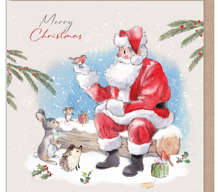 Santa and Wildlife Christmas Card