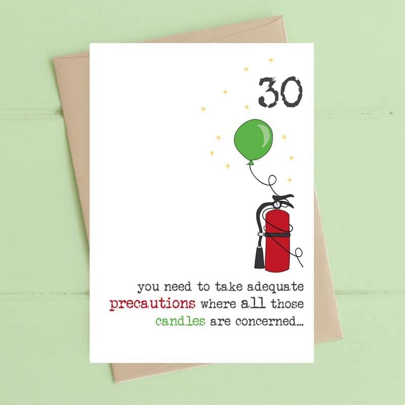 30th Fire Extinguisher Birthday Card - House of Cards