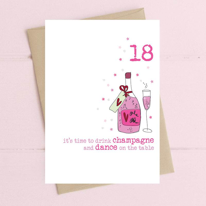 18th Champagne Birthday Card - House of Cards