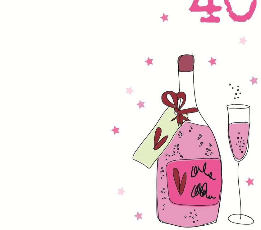 Champagne Sparkle 40th Birthday Card
