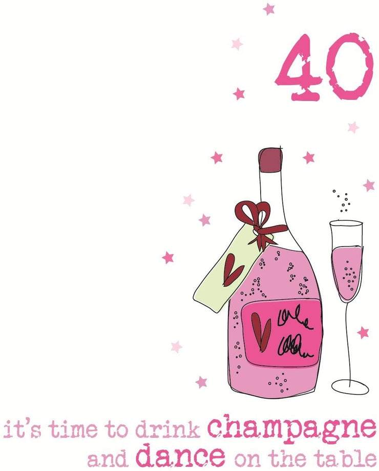 Champagne Sparkle 40th Birthday Card