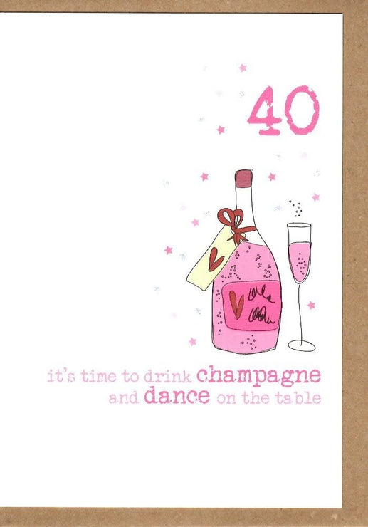 Champagne Sparkle 40th Birthday Card