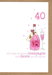 Champagne Sparkle 40th Birthday Card