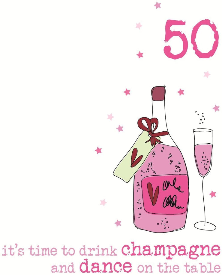 Champagne Sparkle 50th Birthday Card