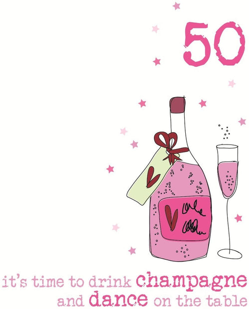Champagne Sparkle 50th Birthday Card