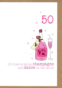 Champagne Sparkle 50th Birthday Card