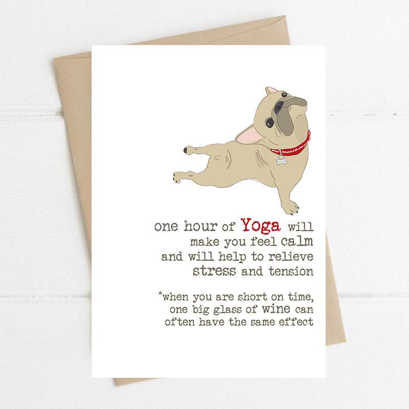 French Bulldog Yoga Birthday Card - House of Cards