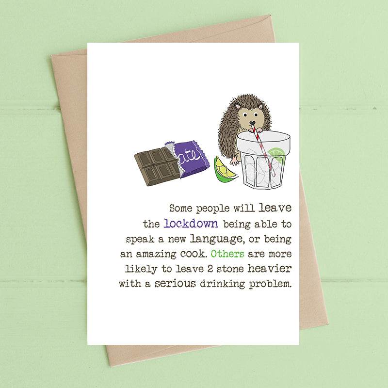 Hedgehog Drinking Problem Birthday Card - House of Cards