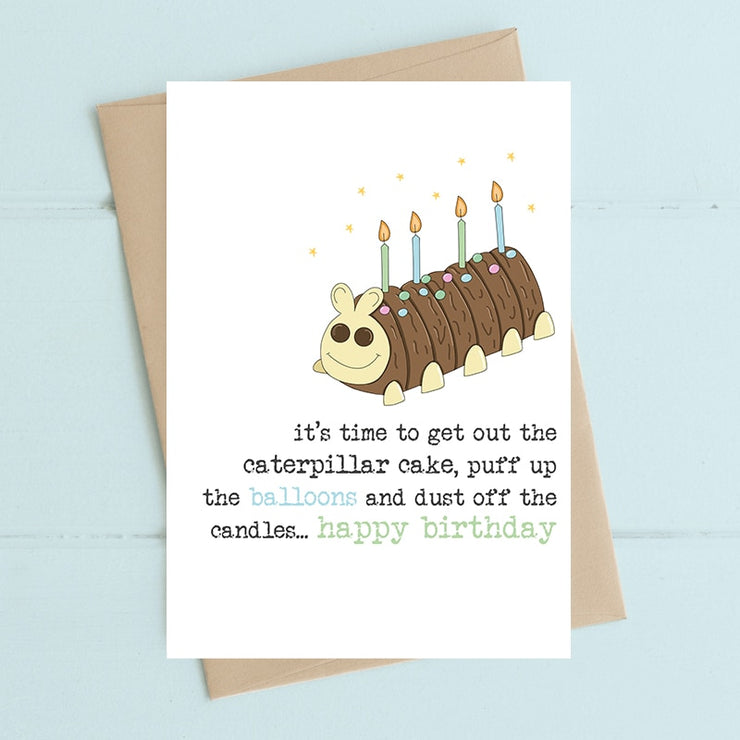 Caterpillar Cake Birthday Card