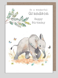 Grandson Elephant Birthday Card