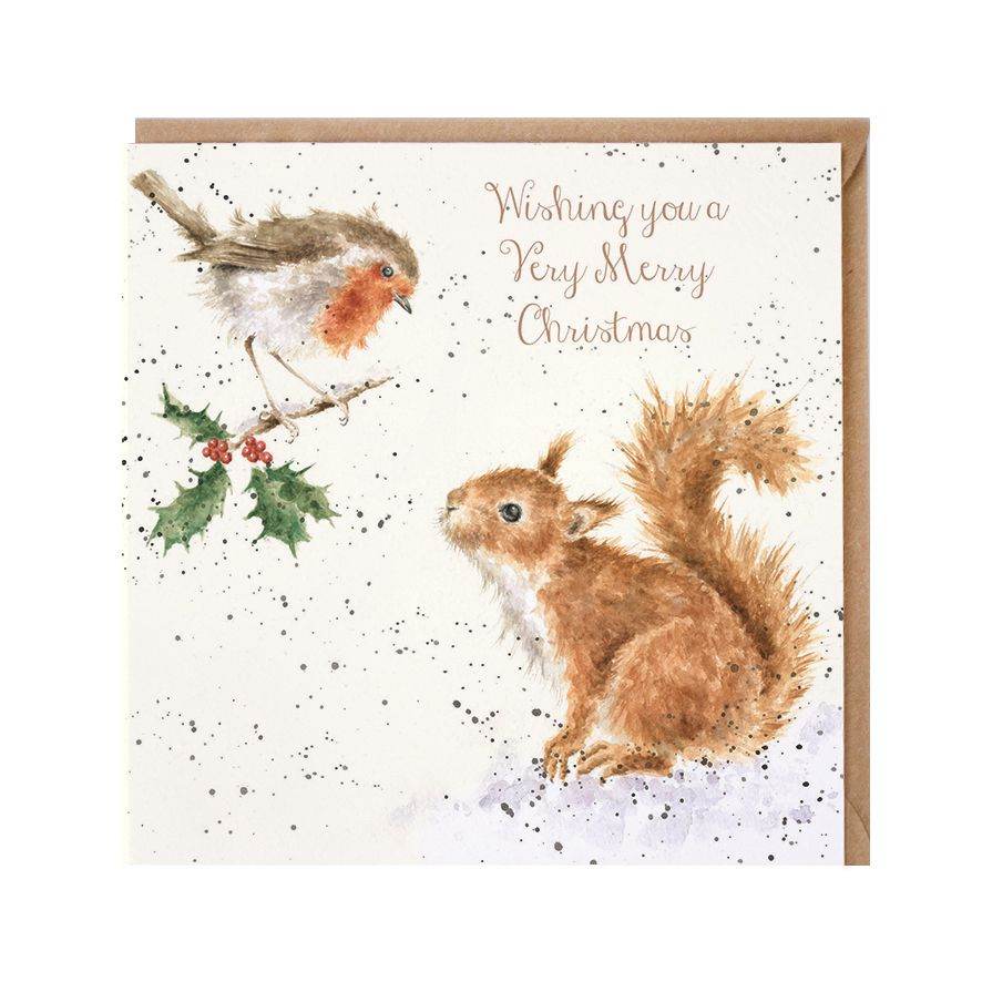 Squirrel and Robin Christmas Card - House of Cards