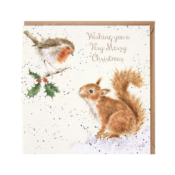 Squirrel and Robin Christmas Card