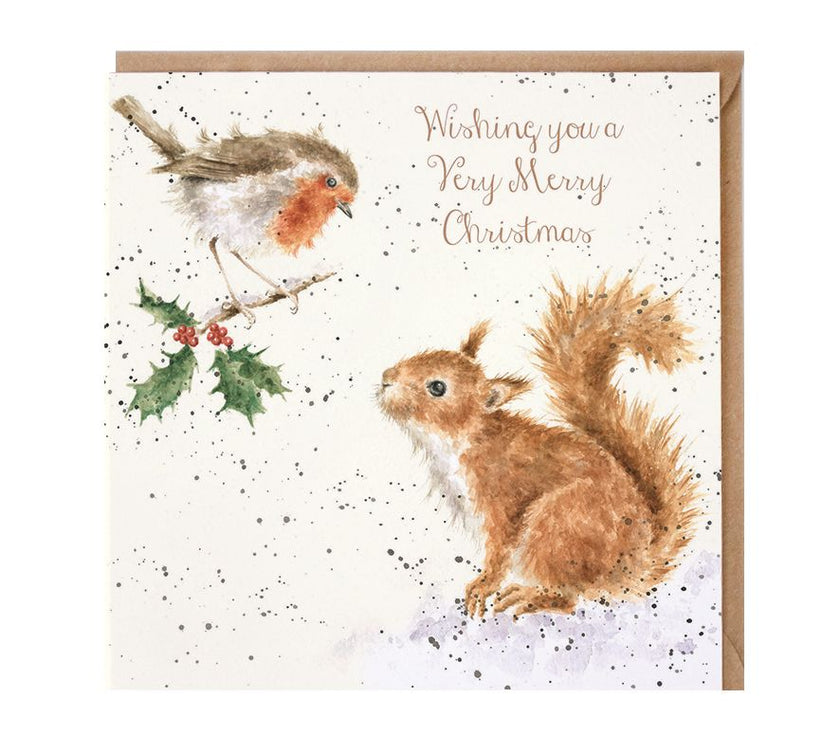 Squirrel and Robin Christmas Card