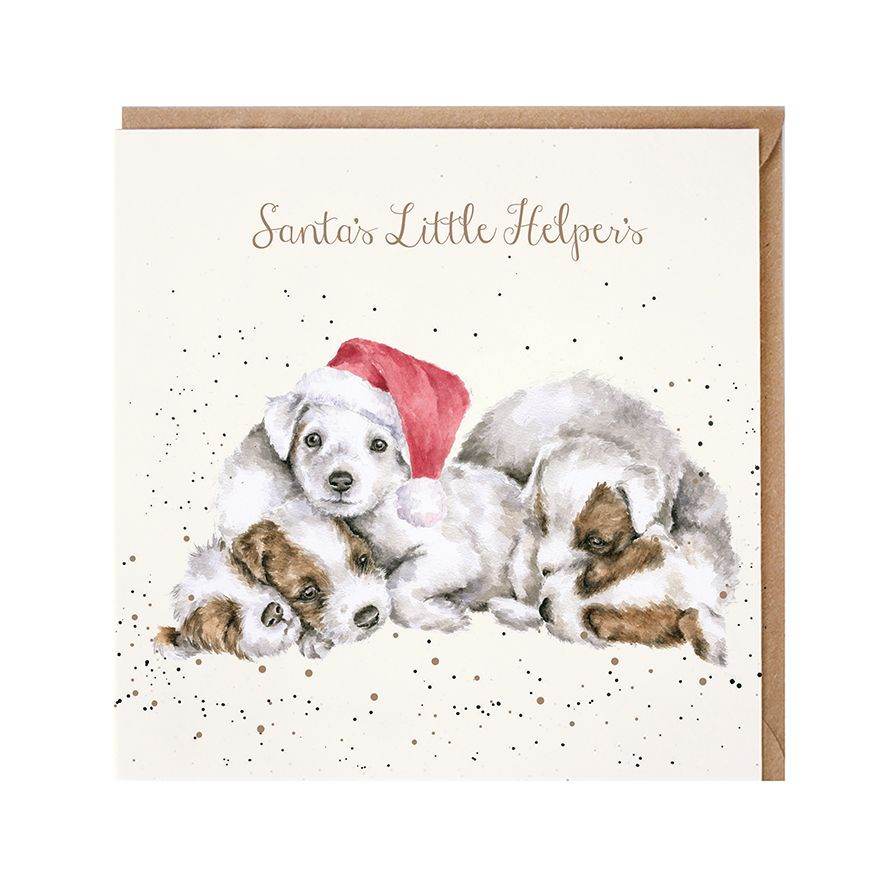 Puppies Santas Little Helpers Christmas Card - House of Cards