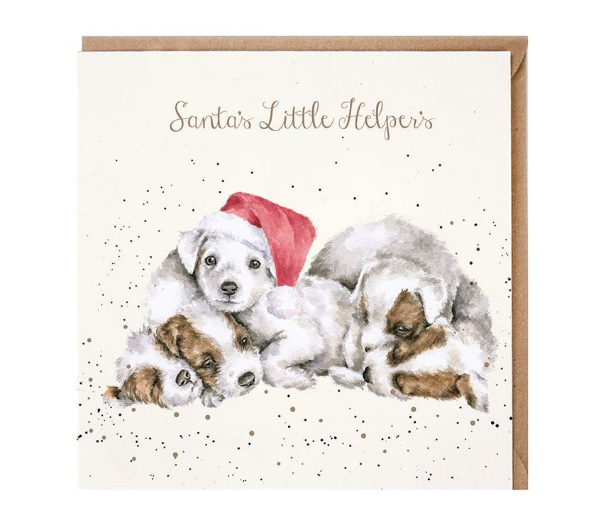 Puppies Santas Little Helpers Christmas Card