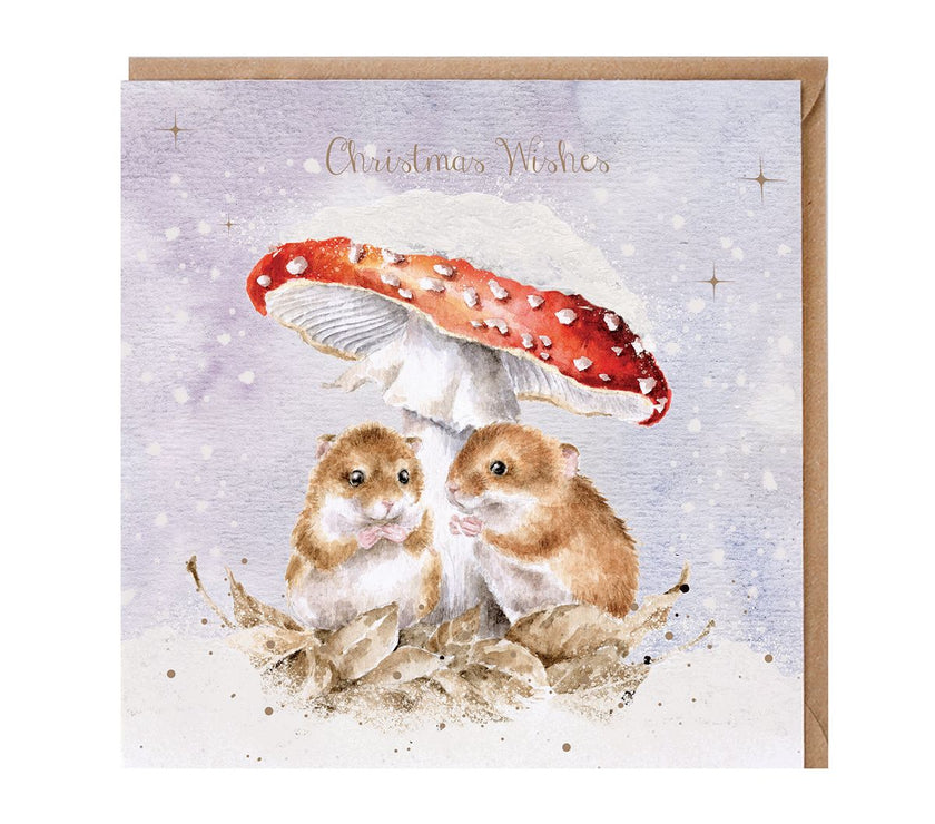 Mushroom Mice Christmas Card