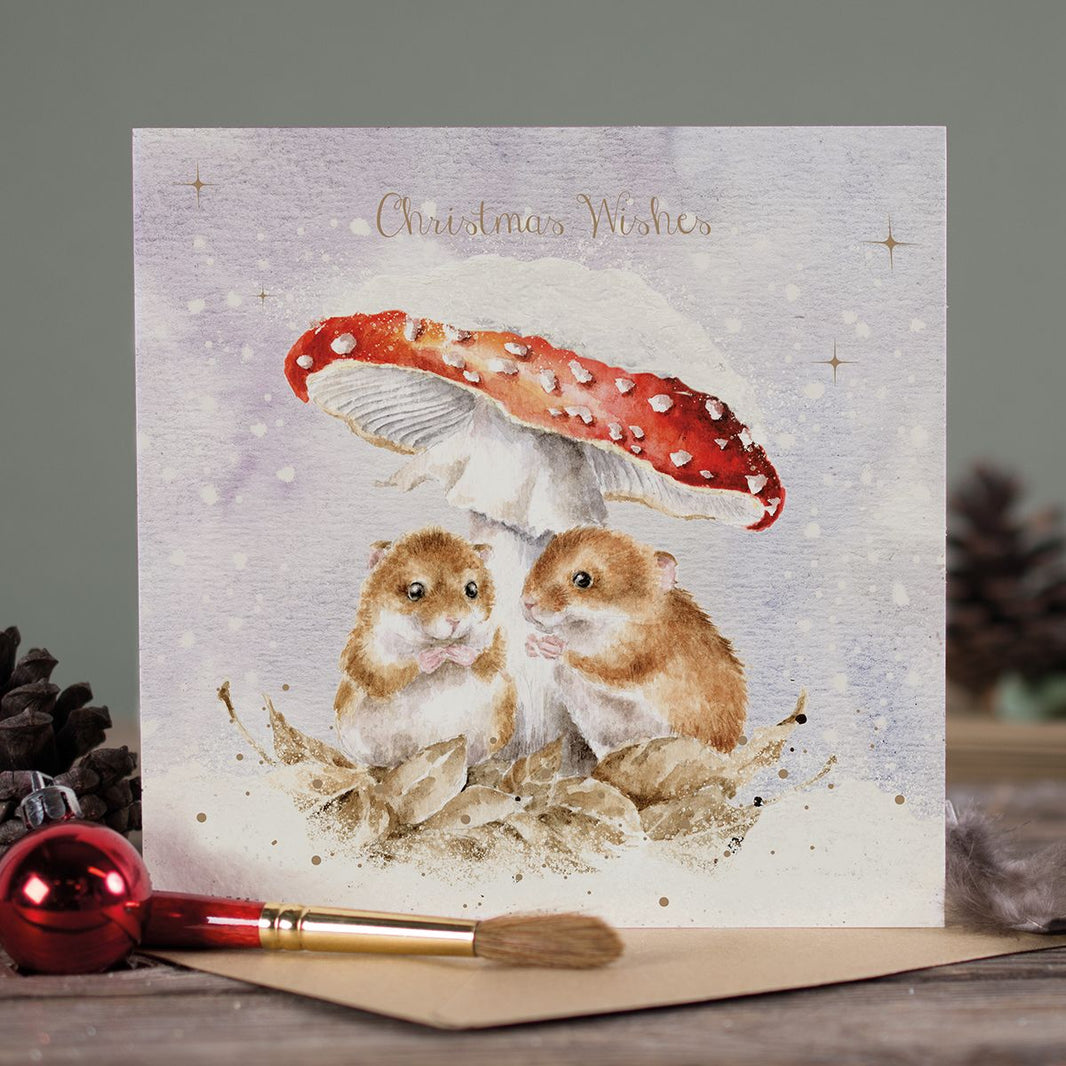 Mushroom Mice Christmas Card