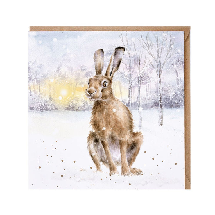 Golden Hour Hare Christmas Card