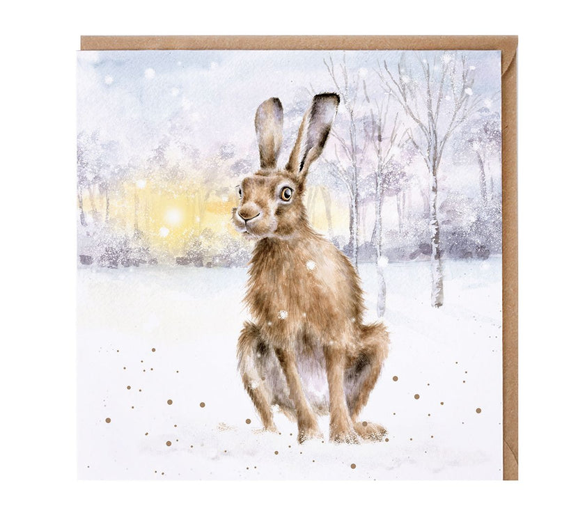 Golden Hour Hare Christmas Card