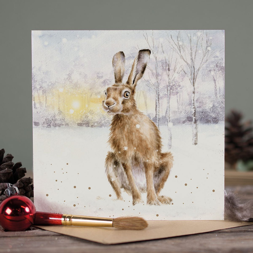 Golden Hour Hare Christmas Card