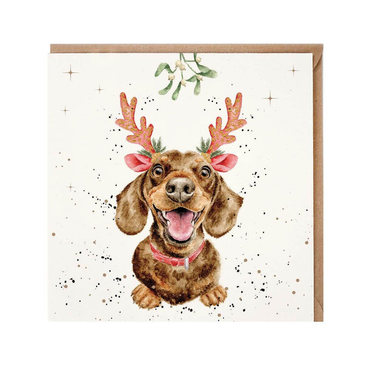 Mistletoe and Barks Christmas Card