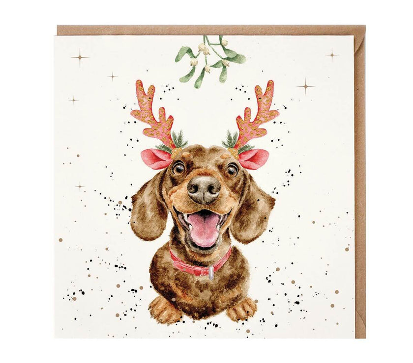Mistletoe and Barks Christmas Card