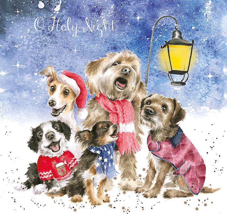 Dog Christmas Carollers Christmas Cards