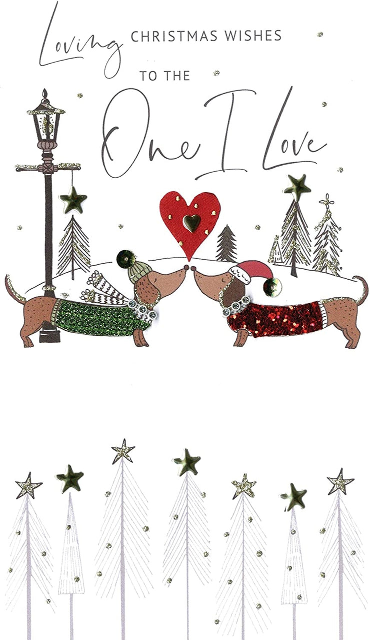 One I Love Dachshunds Christmas Card