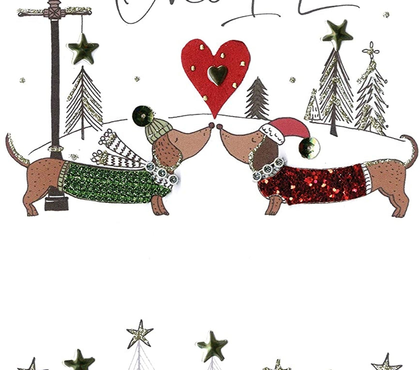 One I Love Dachshunds Christmas Card