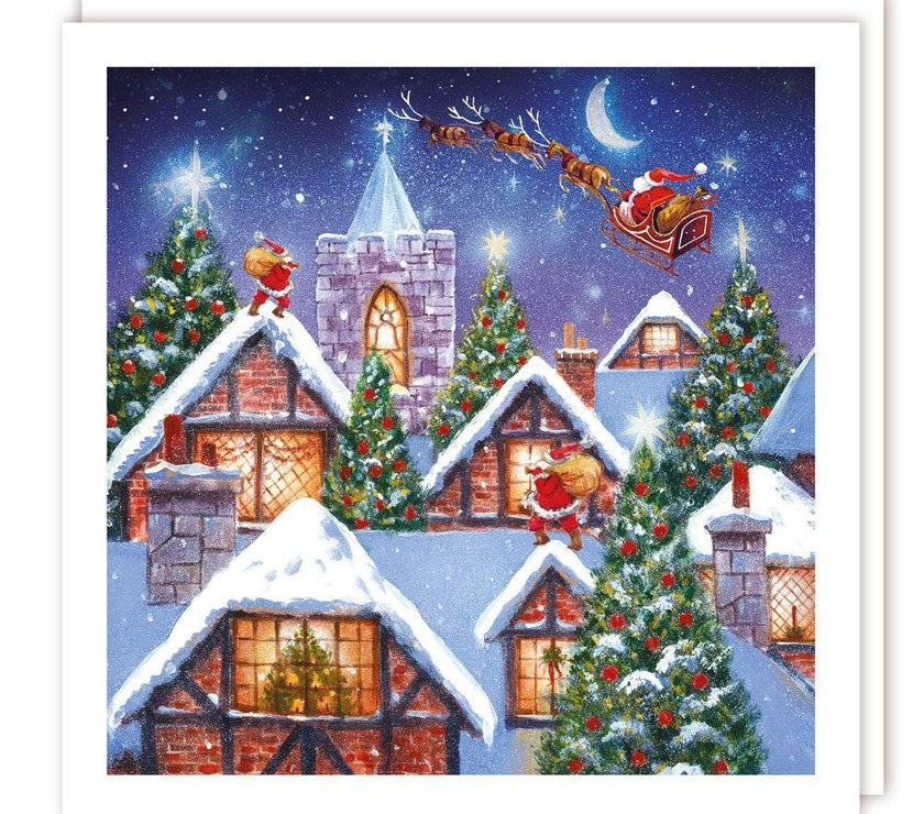 5 Rooftop Santa Charity Christmas Cards - House of Cards