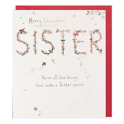 Sister Floral Christmas Card