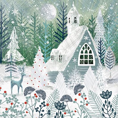 Snowy Church CP Christmas Cards