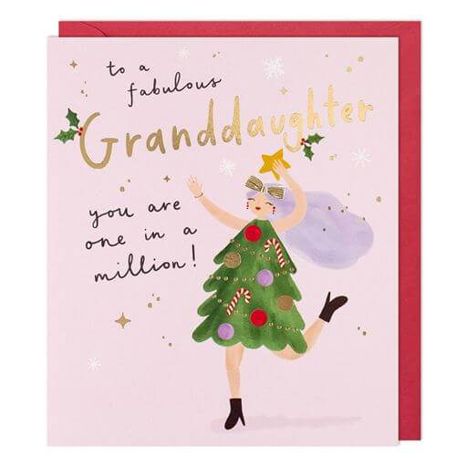 Granddaughter Pink Christmas Card - House of Cards
