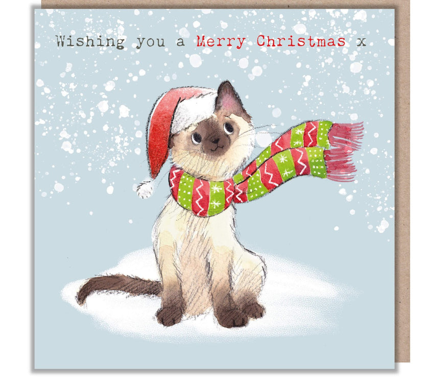 Cat in Scarf Christmas Card