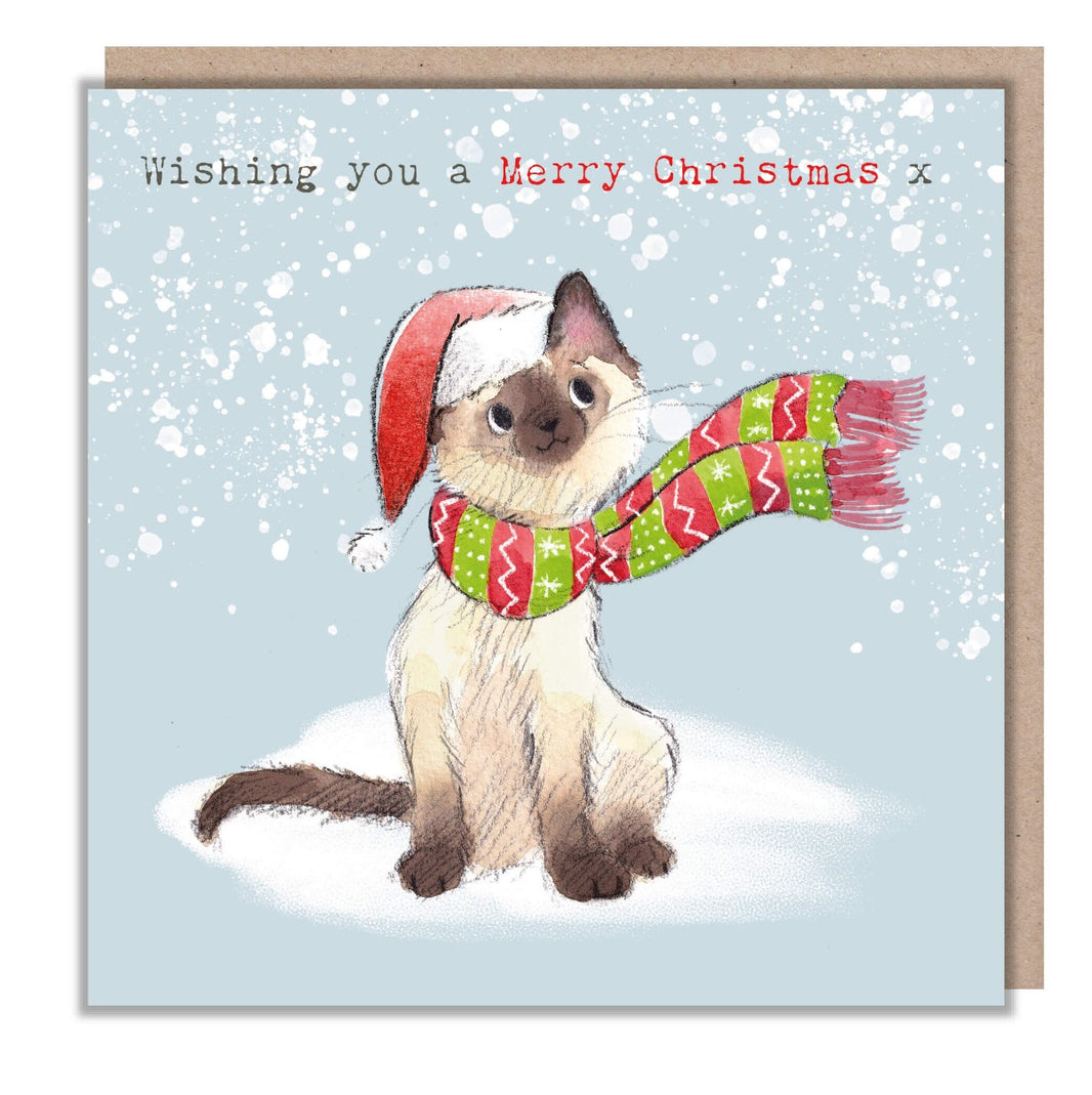 Cat in Scarf Christmas Card