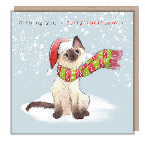Cat in Scarf Christmas Card