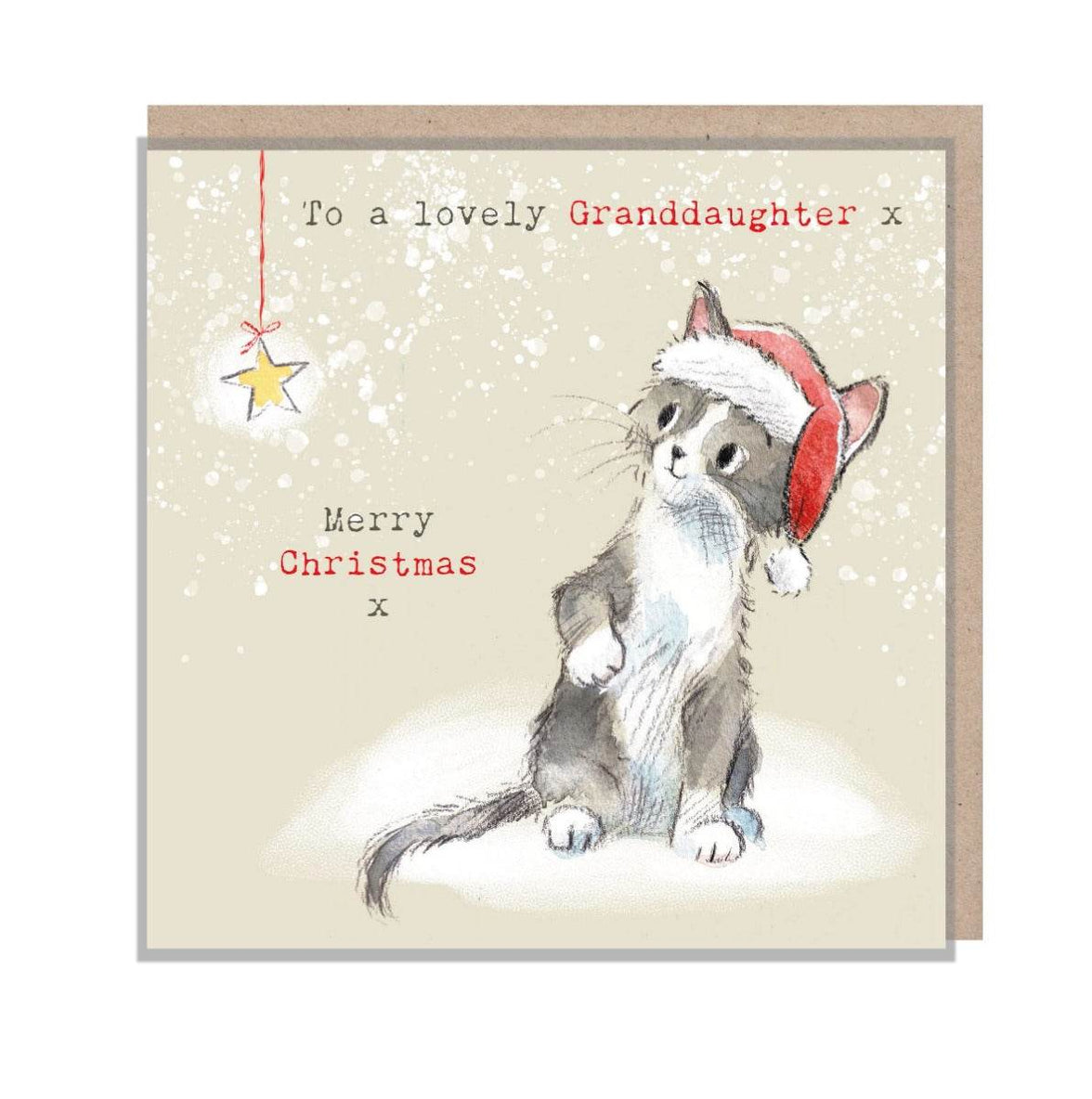 Kitten Lovely Granddaughter Christmas Card - House of Cards