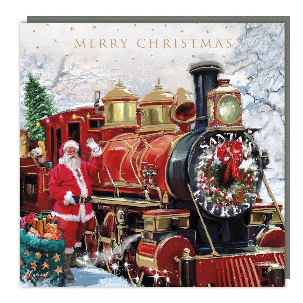 5 Santas Express Train Merry Christmas Cards - House of Cards