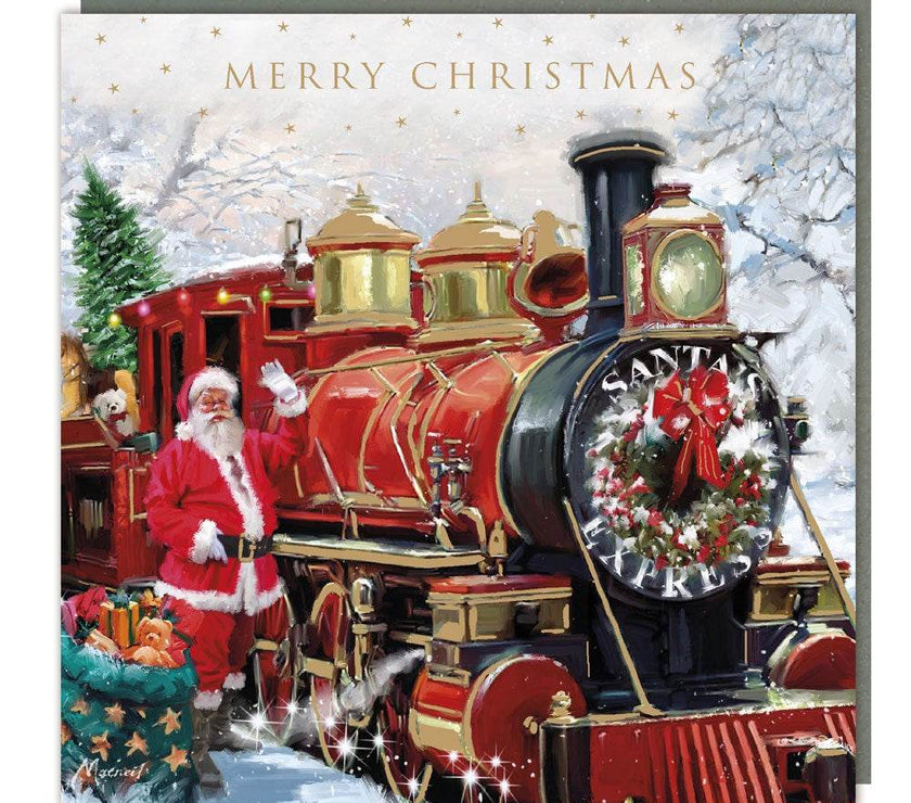 5 Santas Express Train Merry Christmas Cards - House of Cards