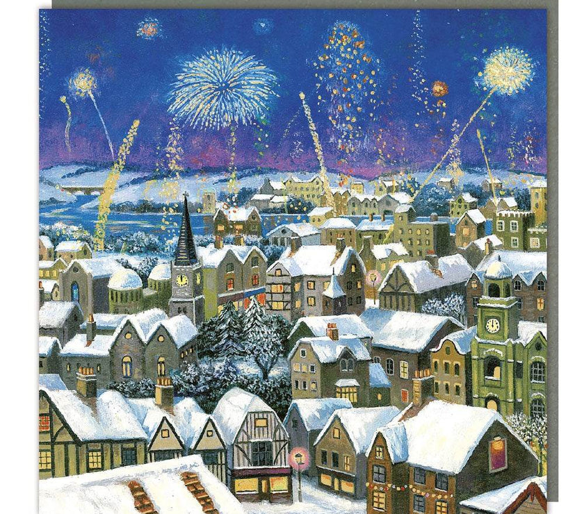 5 Fireworks Over Town Christmas Cards - House of Cards