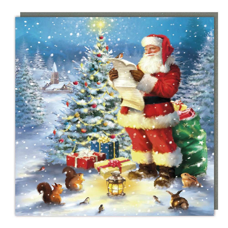 5 Santa Checking his List Merry Christmas Cards - House of Cards