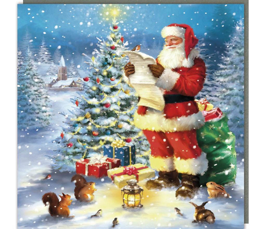 5 Santa Checking his List Merry Christmas Cards - House of Cards