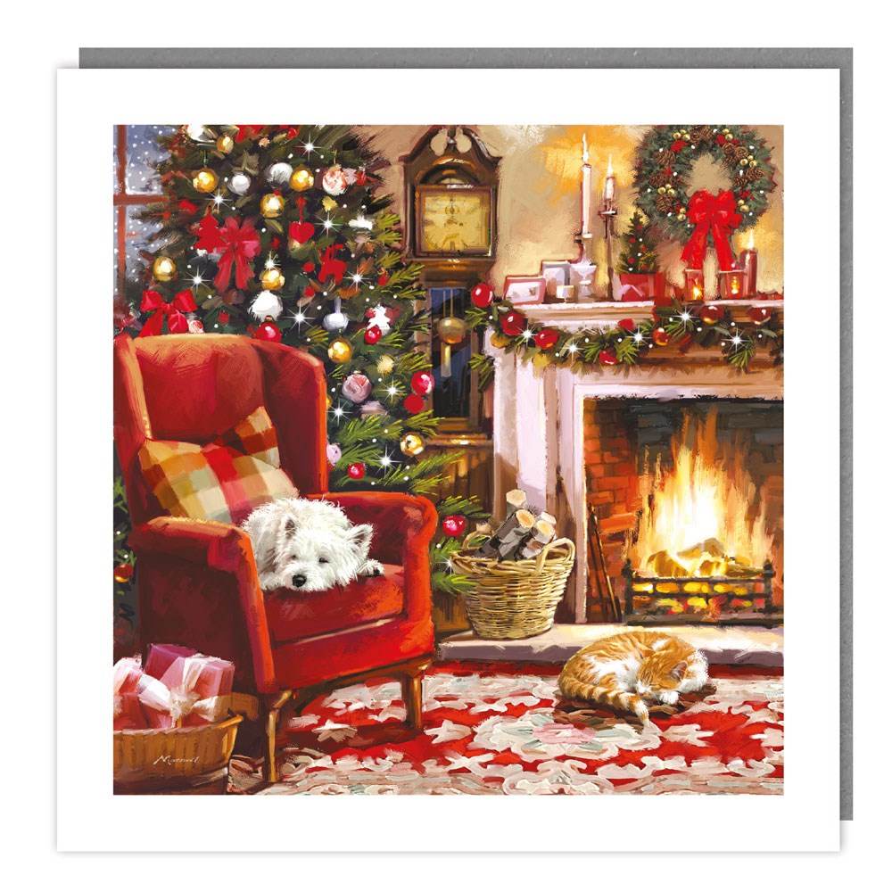5 Fireplace Naptime Charity Christmas Cards - House of Cards