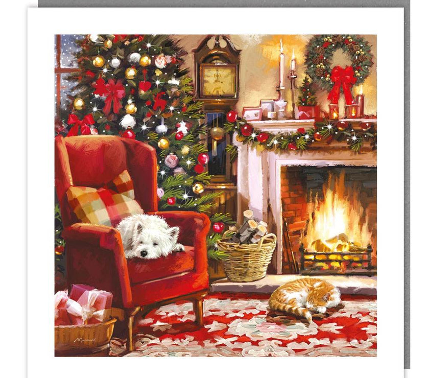 5 Fireplace Naptime Charity Christmas Cards - House of Cards