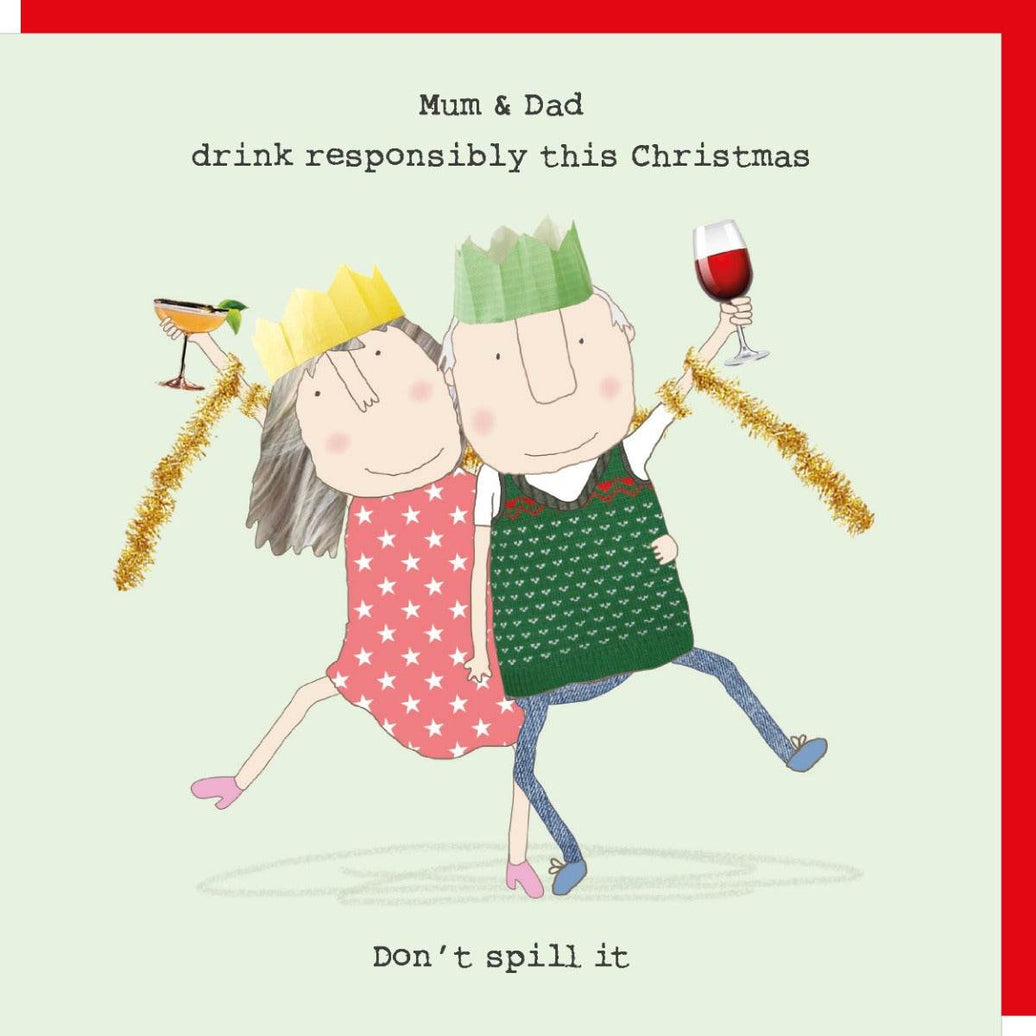 Mum and Dad Drink Responsibly Christmas Card - House of Cards