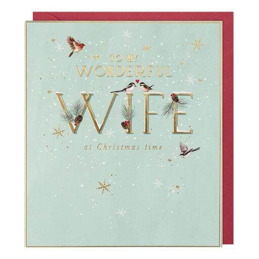 Wonderful Wife Birds Christmas Card - House of Cards