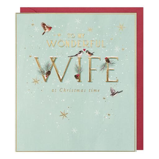 Wonderful Wife Birds Christmas Card
