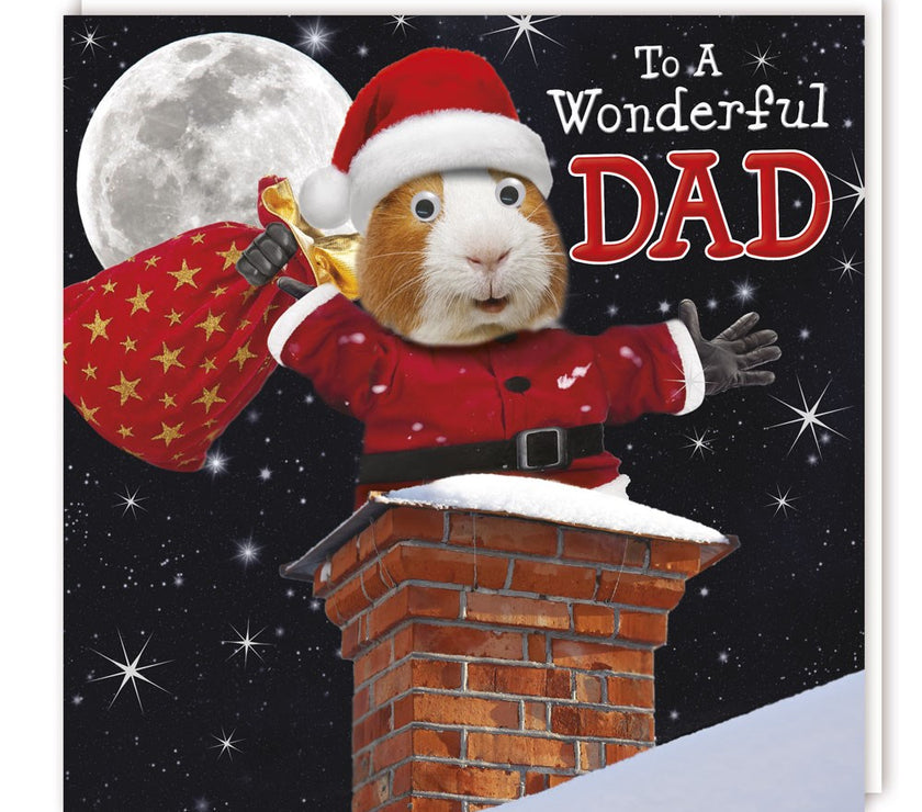 Santa Guinea Pig Dad Christmas Card